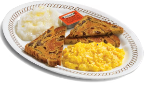 CHEESE N' EGGS WITH RAISIN TOAST