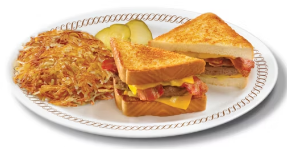 TEXAS BACON PATTY MELT with HASHBROWNS